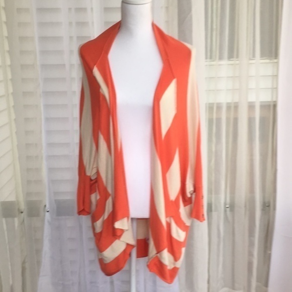 SPLENDID orange and white striped‎ open sweater